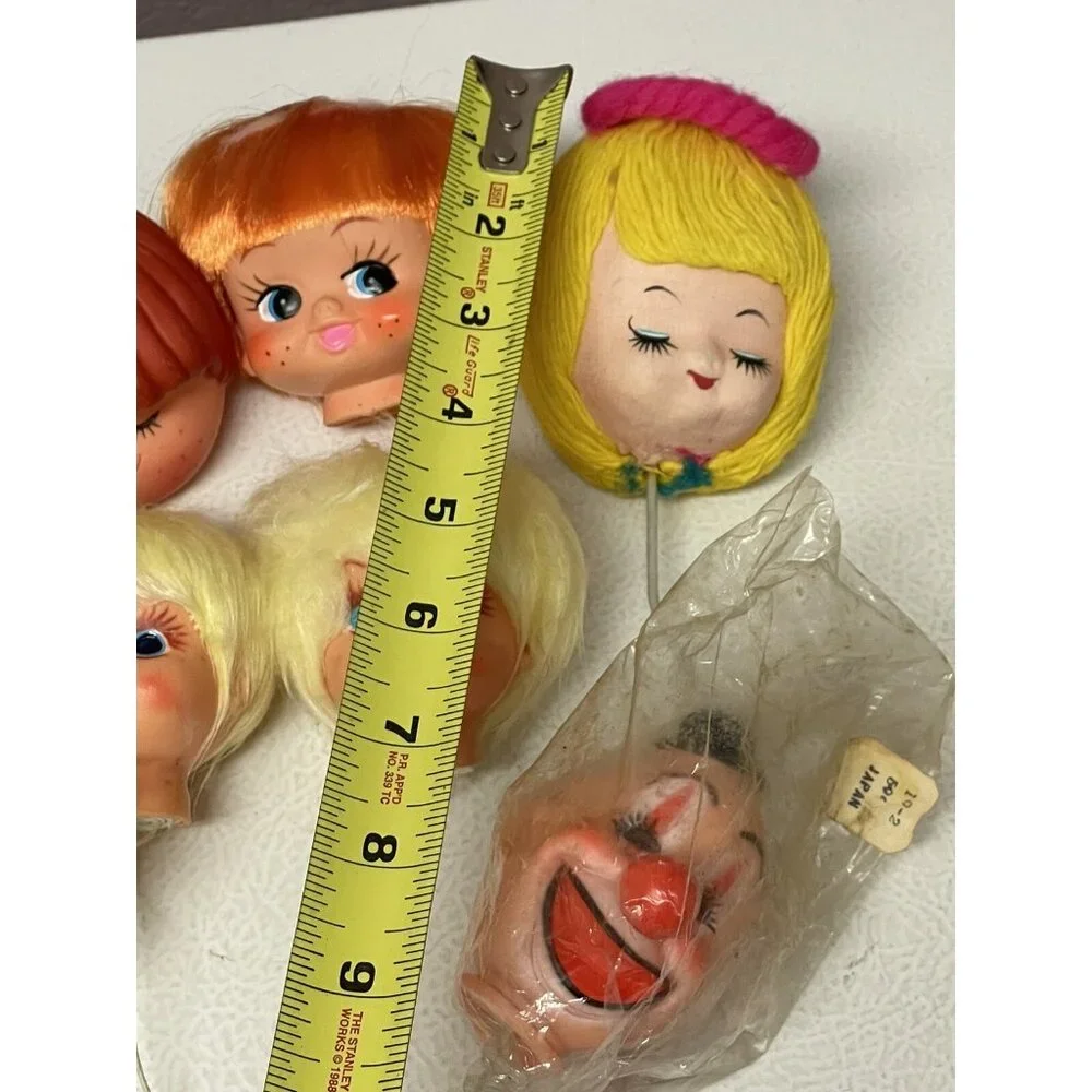 Vintage Doll HEADS Japan Korea Mixed Lot Boy Girls Clown Crafting